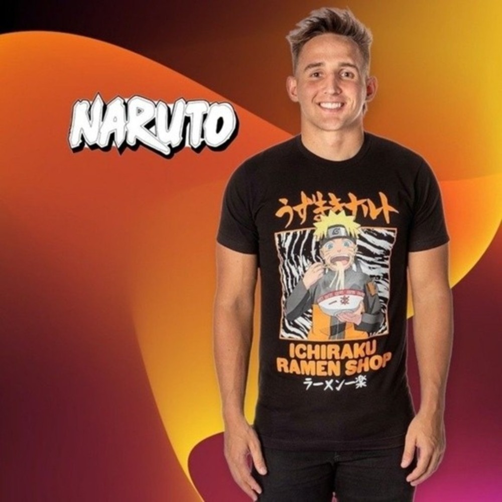 Naruto‎ Ichiraku's Ramen Unisex Short Sleeve Crew Neck T-shirt Black XL